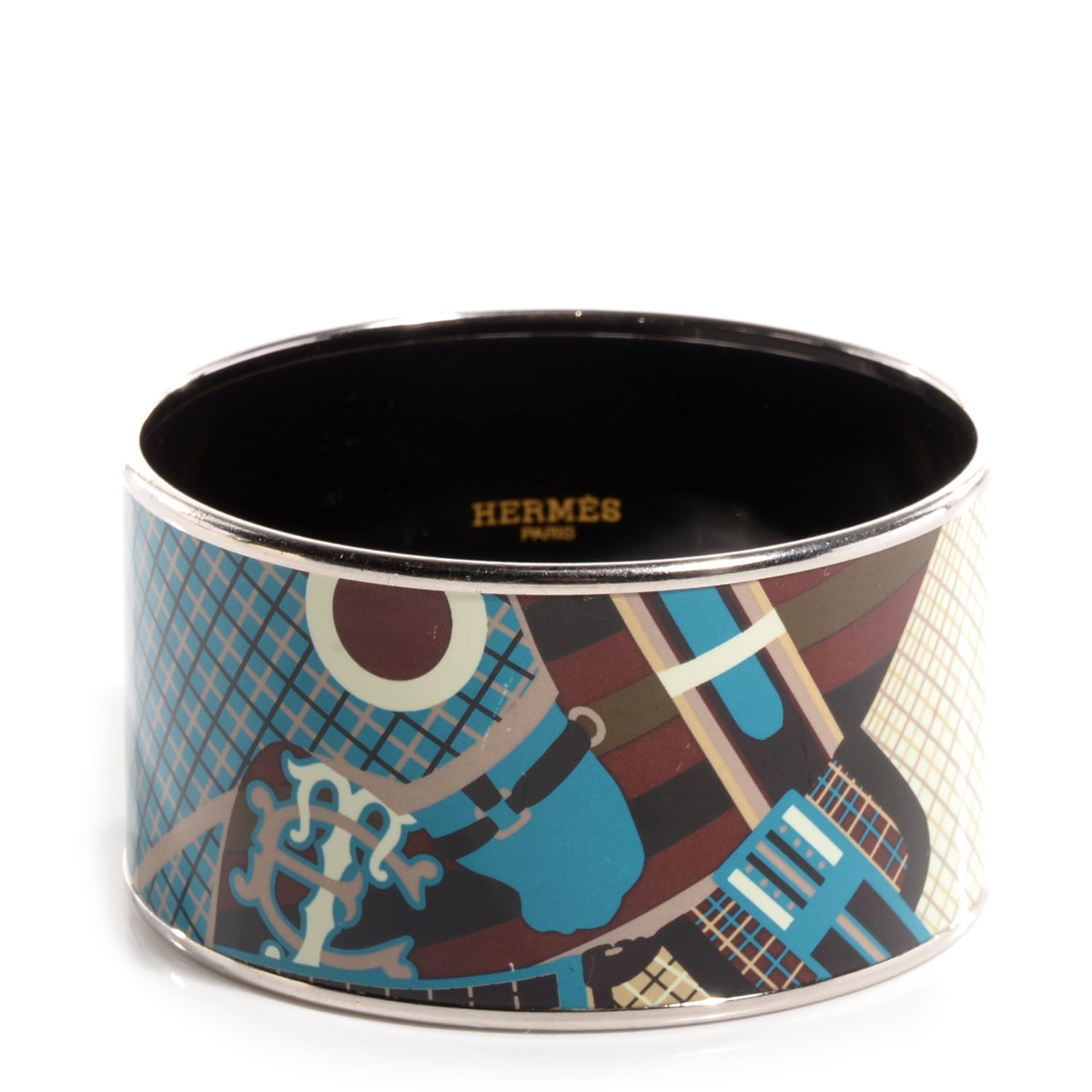 Hermes Enamel Printed Extra Wide Bracelet 62 1 of 5