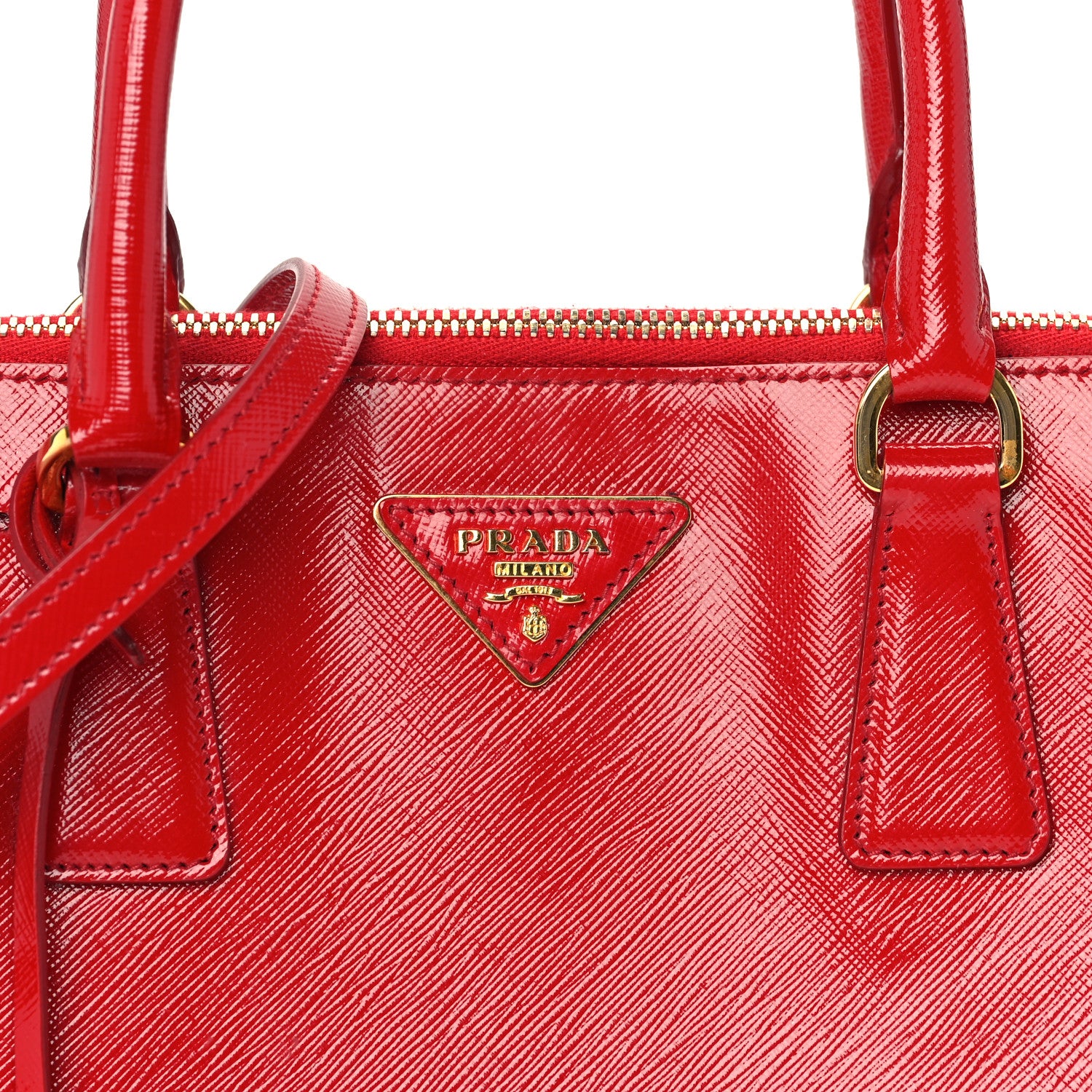 Prada Saffiano Vernice Medium Promenade Tote  Rosso 6 of 8