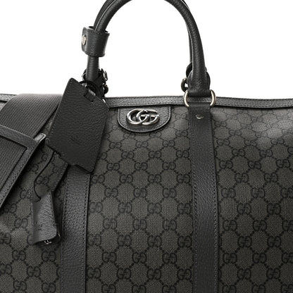 Gucci GG Supreme Monogram Textured Dollar Calfskin Large Savoy Duffle Bag Grey Black Graphite Grey 7 of 15