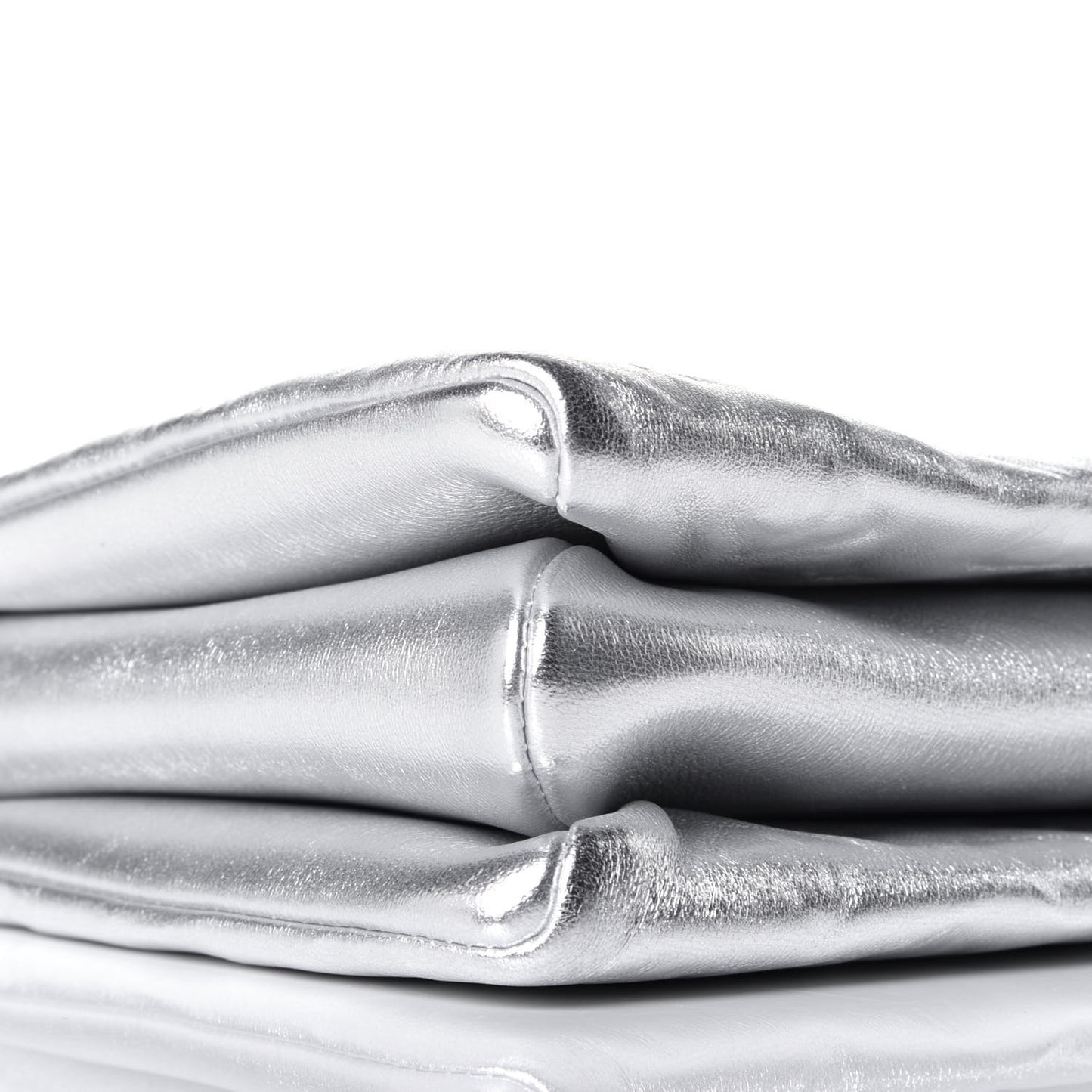 Metallic Lambskin Embossed Monogram Coussin PM Silver