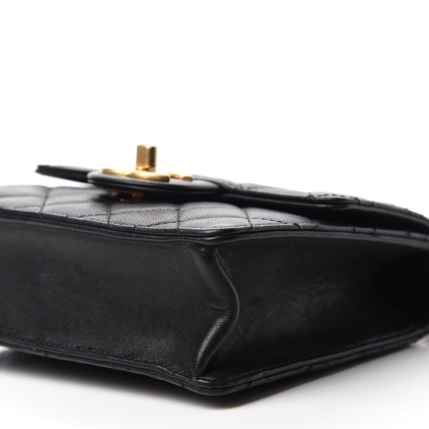 Goatskin Quilted Chic Pearls Flap Black