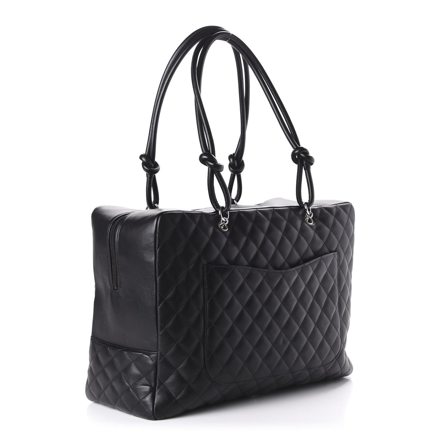 Calfskin Quilted Large Cambon Bag Black