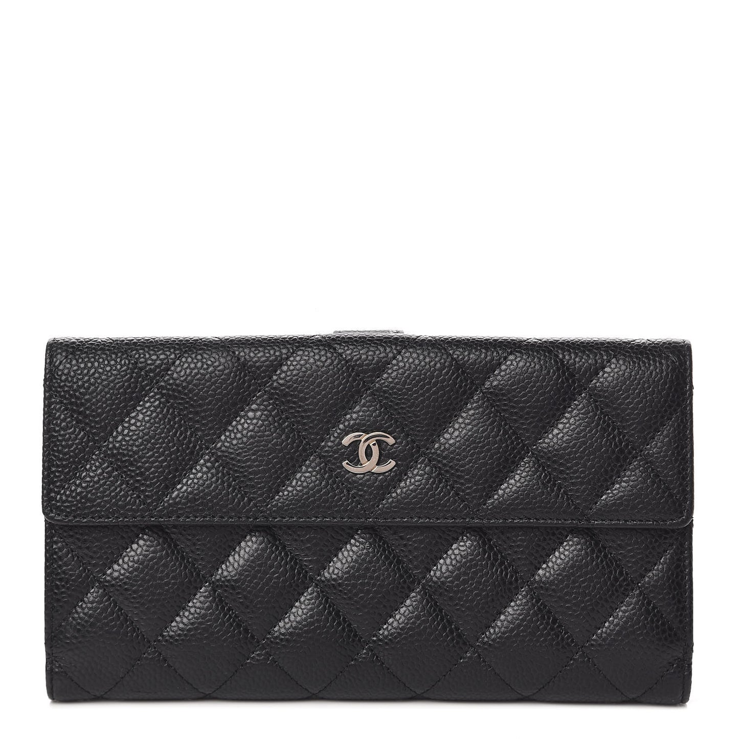 Caviar Quilted CC Long Double Wallet Black