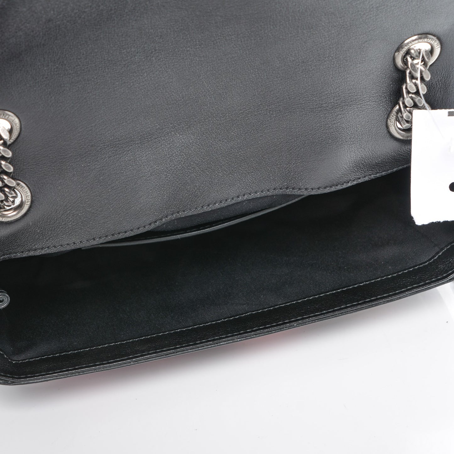 Calfskin Medium Heart Patchwork Monogram Chain Wallet Black