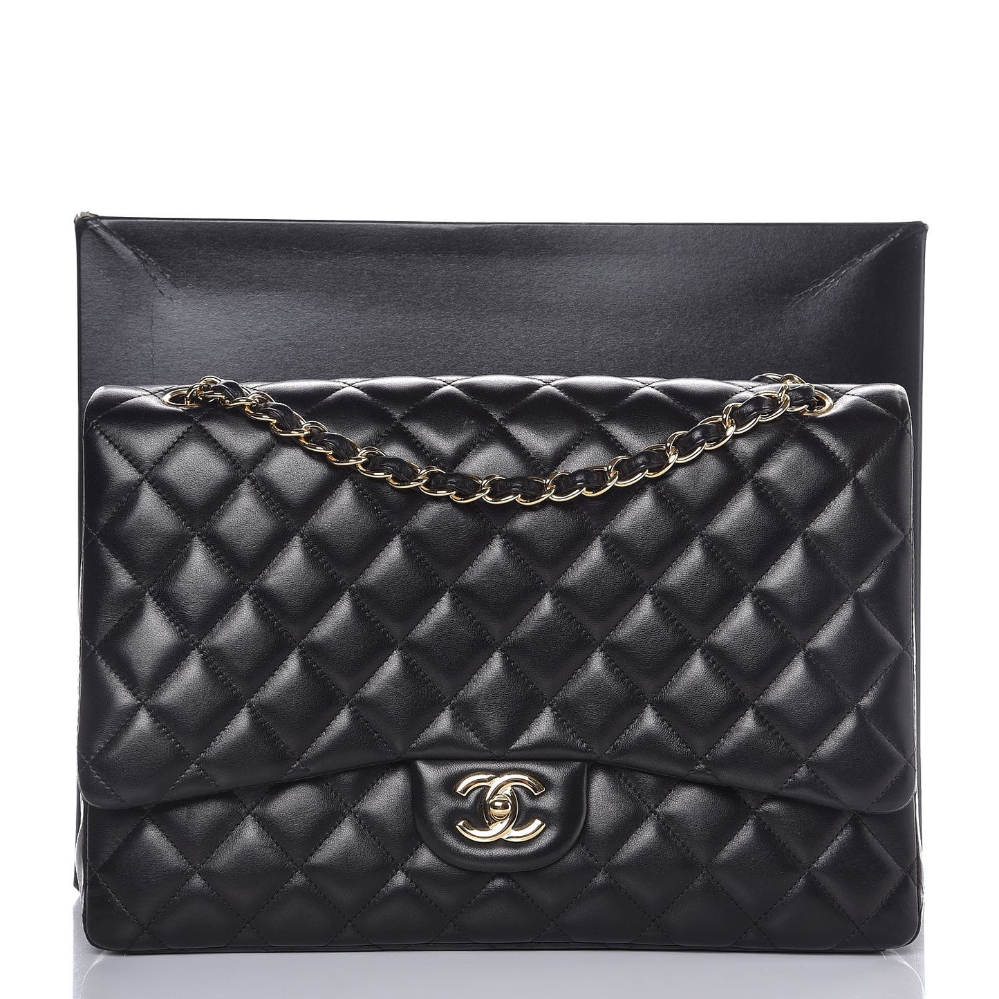 Lambskin Quilted Maxi Single Flap Black