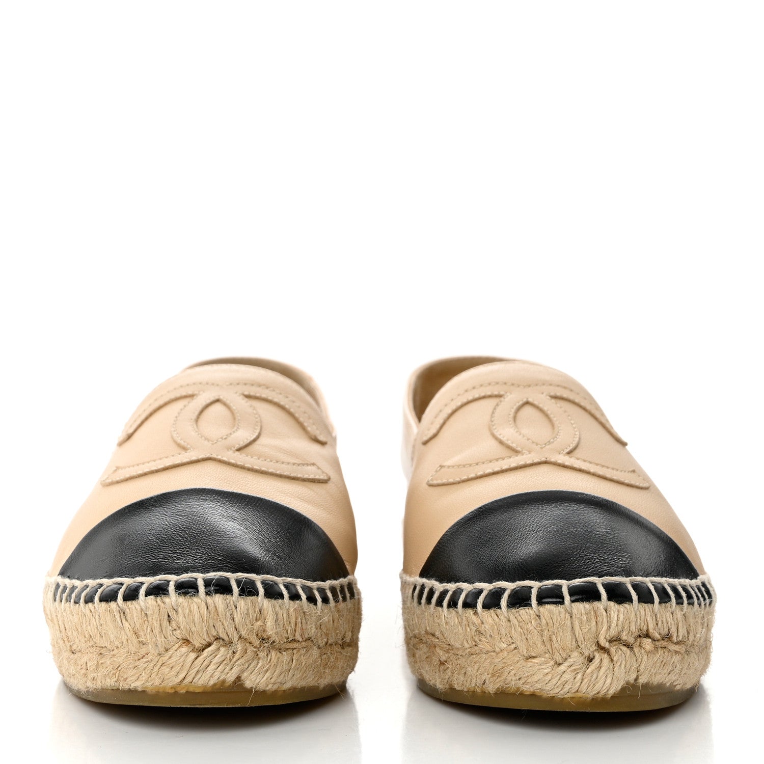 Chanel Lambskin CC Espadrilles 36 Beige Black 2 of 9