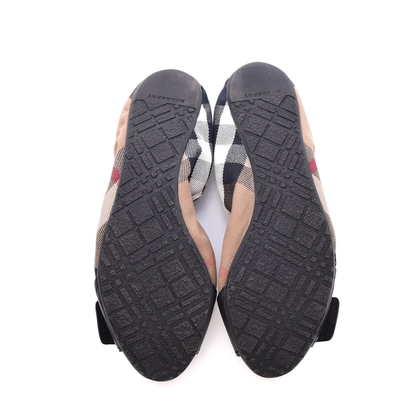 Nova Check Buckle Elastic Ballerina Flats 40 Black