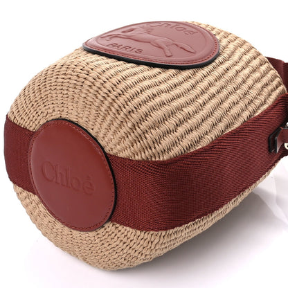 Chloe X MIFUKO Paper Raffia Calfskin Small Horse Medal Bucket Bag Sepia Brown 14 of 14