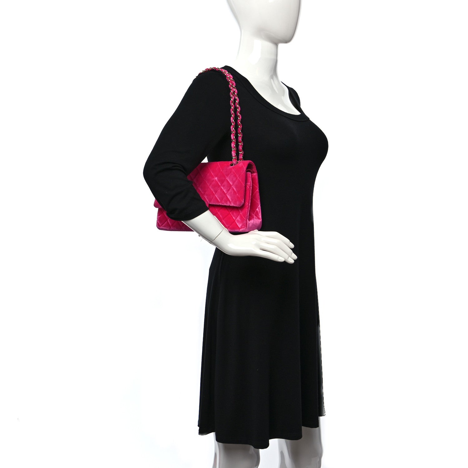 Chanel Velvet Quilted Medium Double Flap Pink 2 of 12