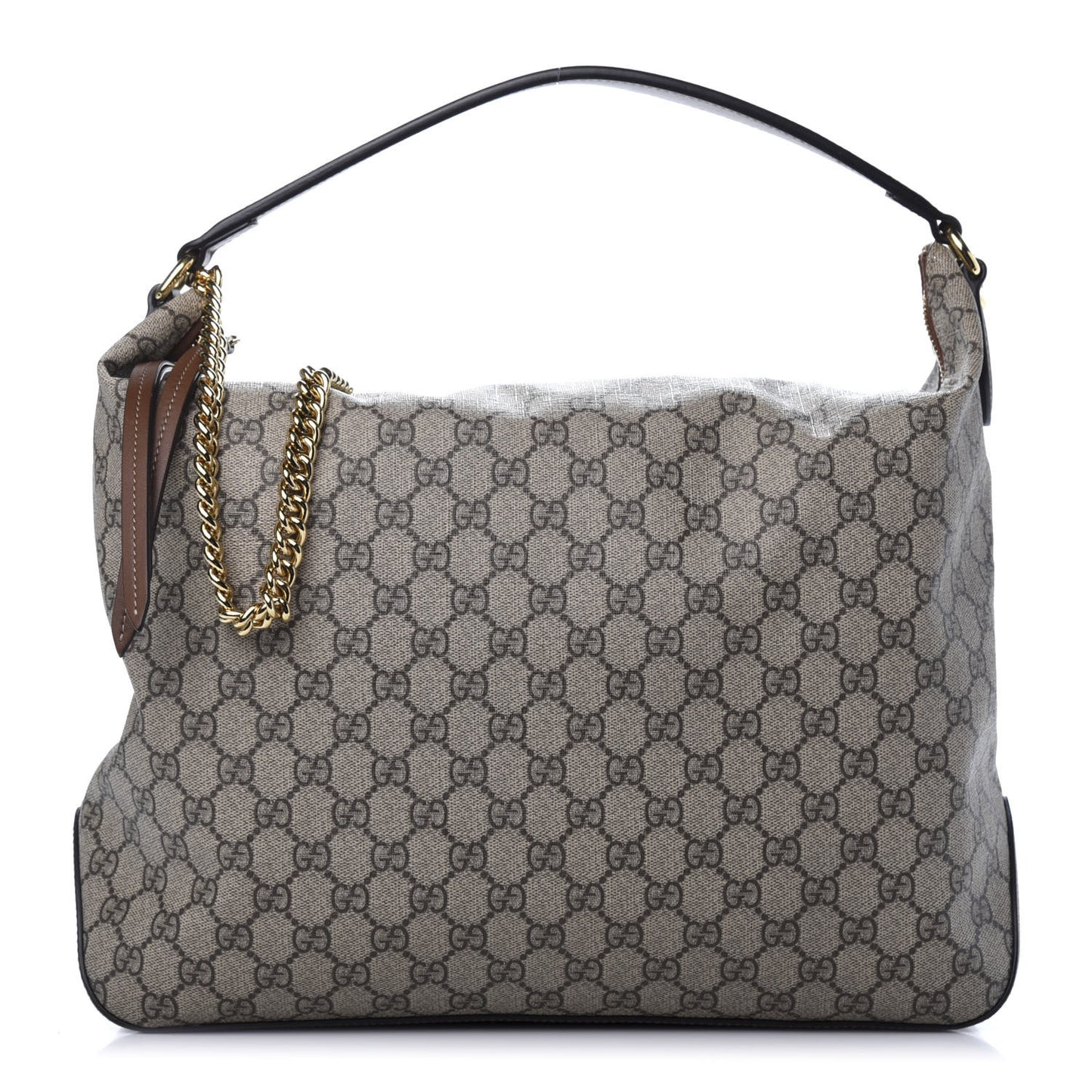 GG Supreme Monogram Large Linea A Hobo Light Brown