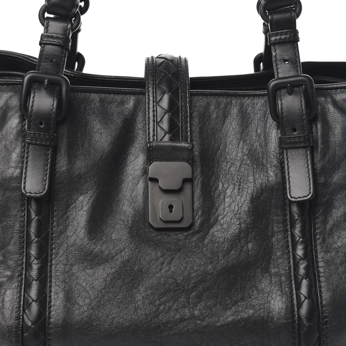 Grained Lambskin Medium Roma Tote Black