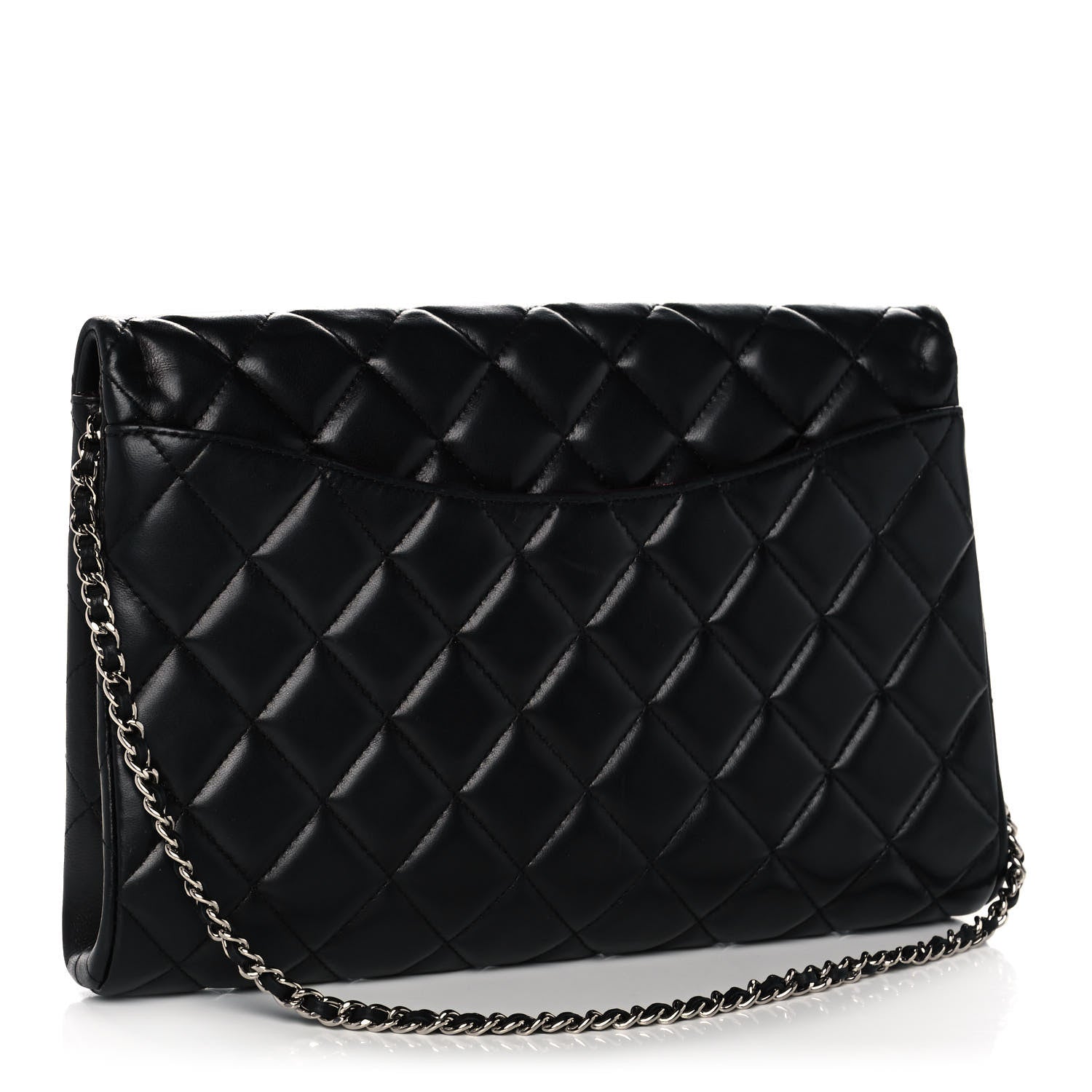 Chanel Lambskin Quilted Clutch With Chain Flap Black 3 of 14