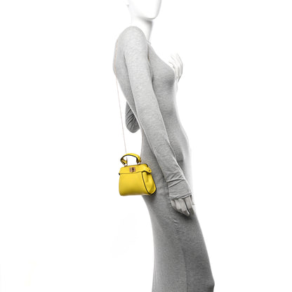 Fendi Nappa Nano Peekaboo Satchel Limone 2 of 12
