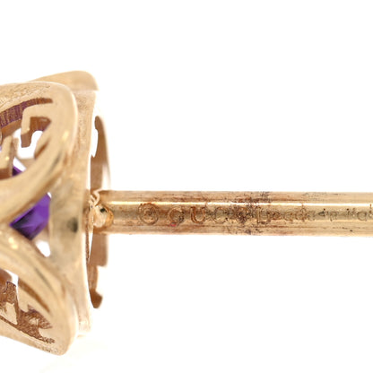 Gucci 18K Yellow Gold Amethyst Interlocking G Stud Earrings 4 of 5