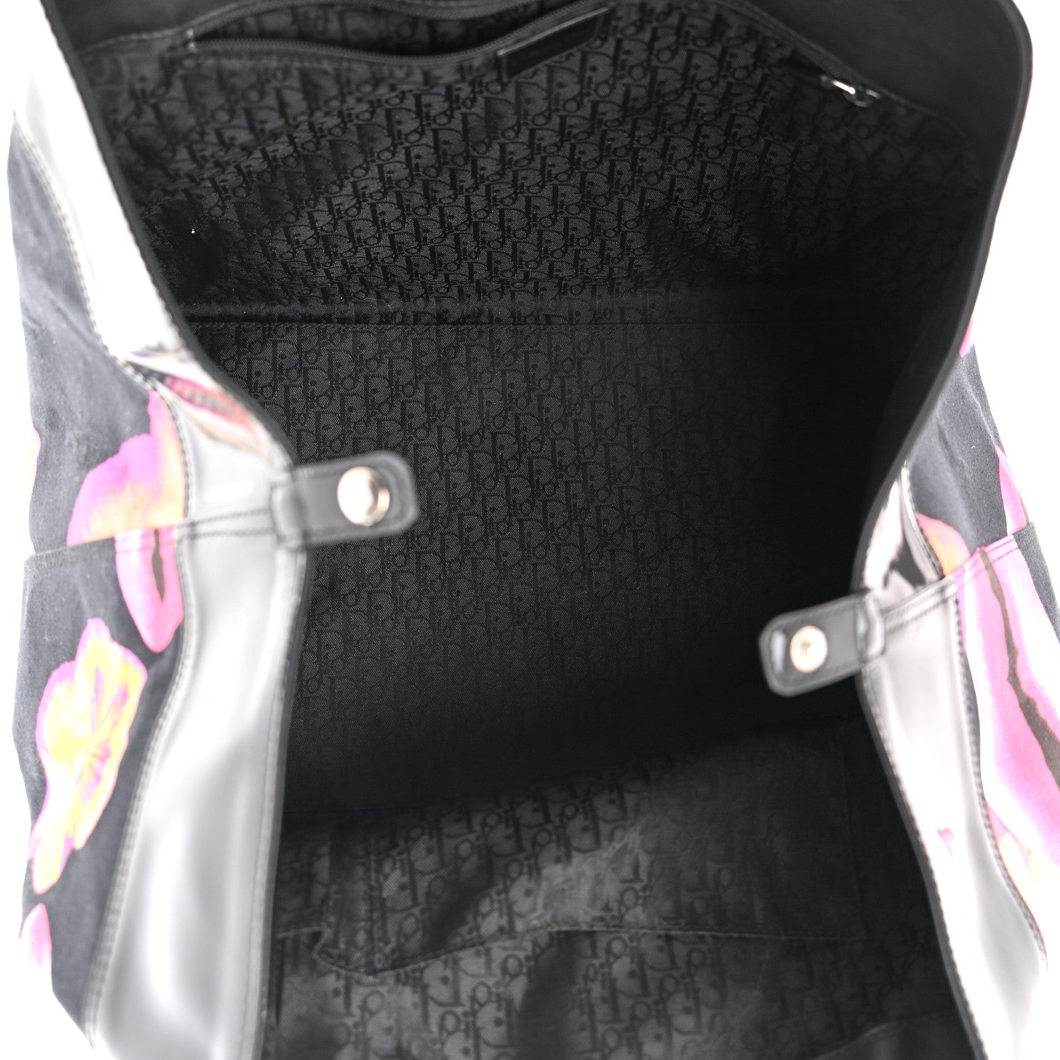 Christian Dior Patent Crystal Embellished Canvas Lips Print Tote Black Multicolor 9 of 26