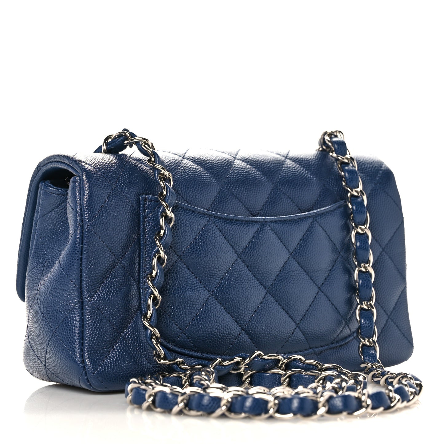 Caviar Quilted Mini Rectangular Flap Navy