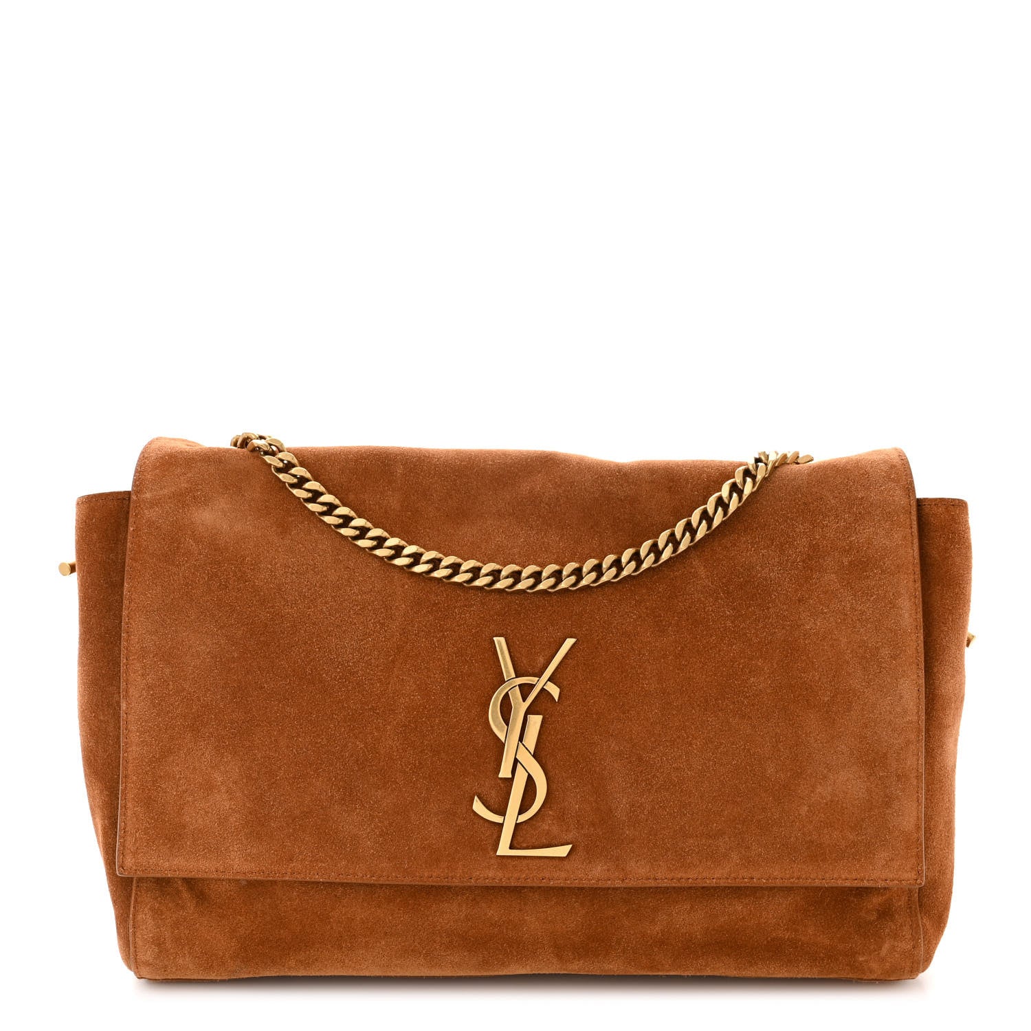 Saint Laurent Smooth Calfskin Suede Medium Reversible Monogram Kate Satchel Brick 1 of 17