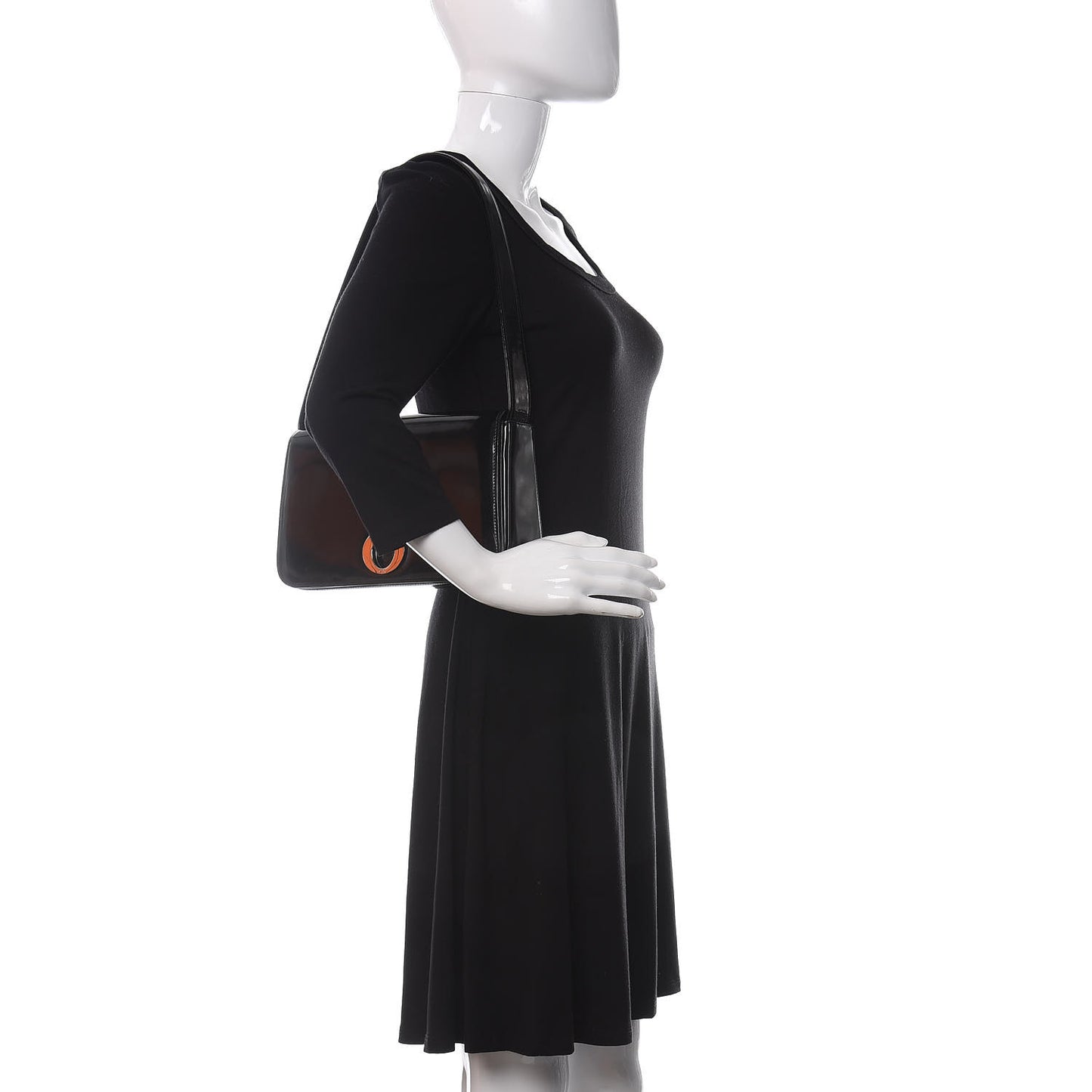 Glazed Calfskin Shoulder Bag Black