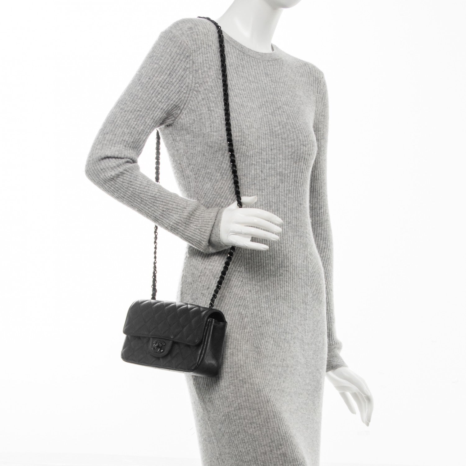 Chanel Crumpled Calfskin Quilted Mini Rectangular Flap So Black 2 of 8