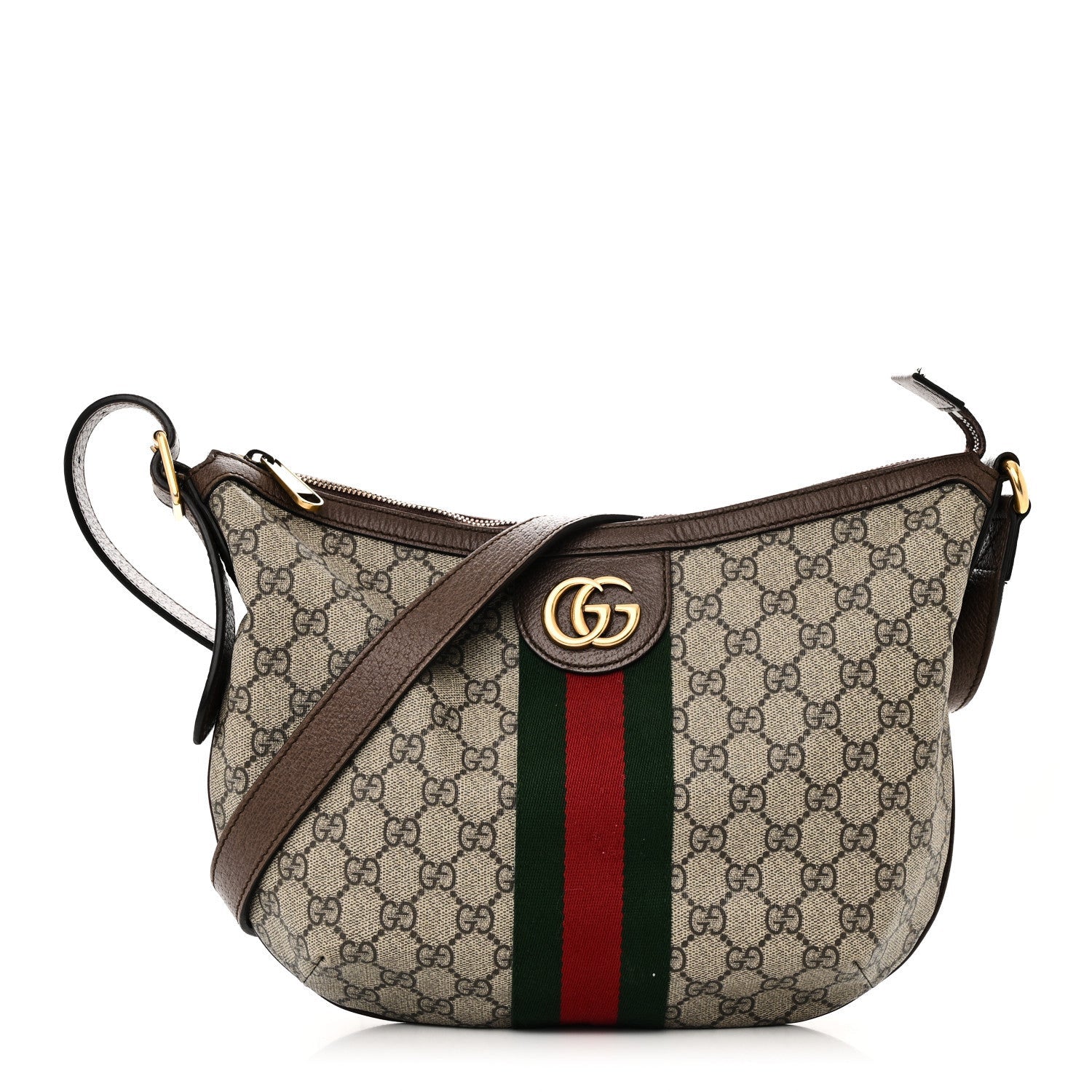 Gucci GG Supreme Monogram Web Small Ophidia Half Moon Hobo Brown 1 of 7