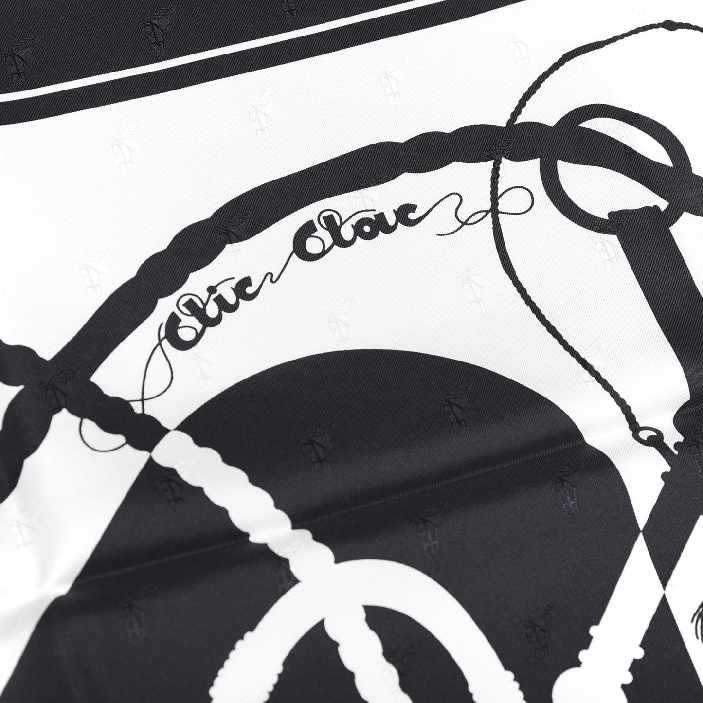 Silk Clic Clac Tattoo Scarf 90 Bleu Black White
