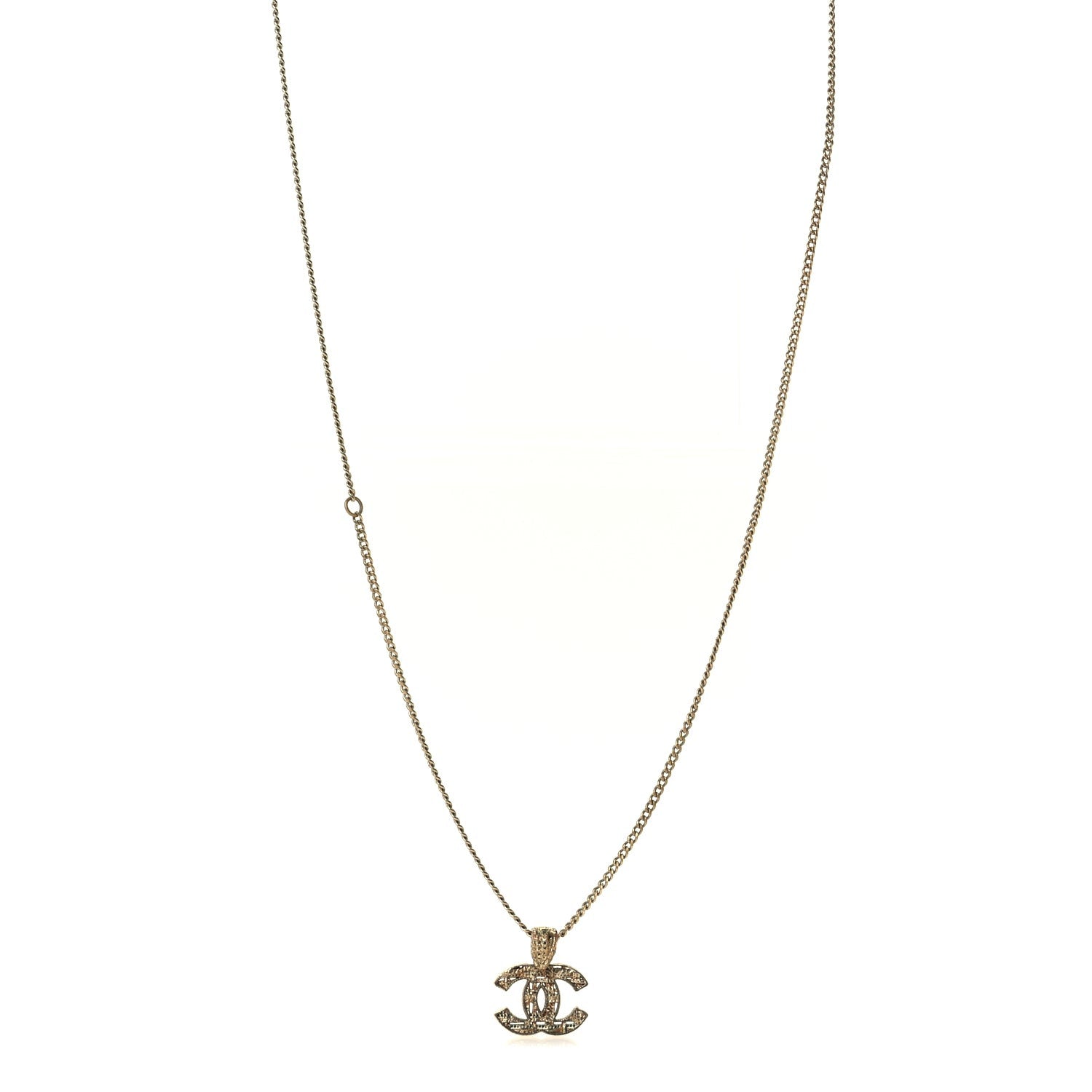Chanel Tweed Effect CC Necklace Gold 4 of 5