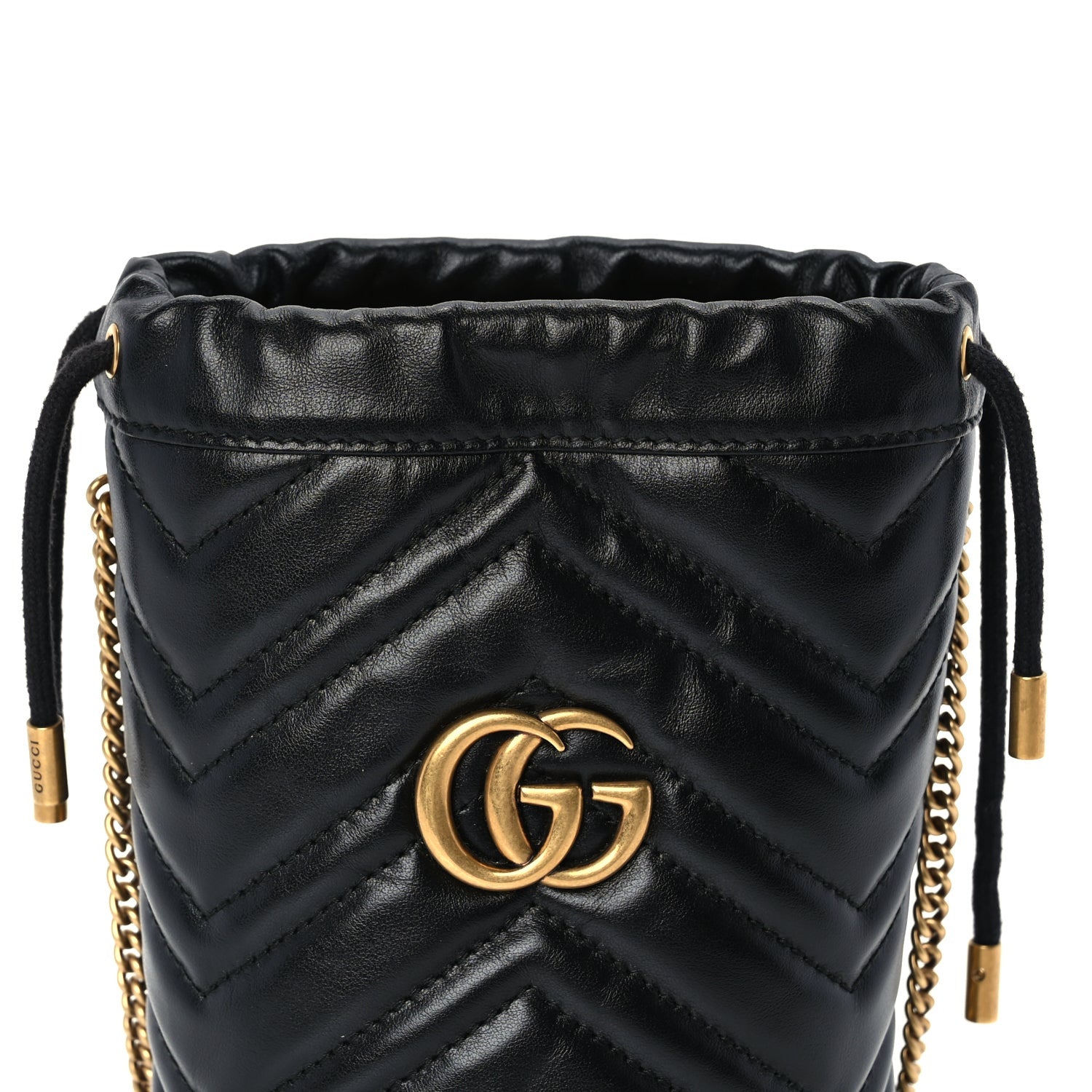 Gucci Calfskin Matelasse Mini GG Marmont 2.0 Bucket Bag Black 6 of 8