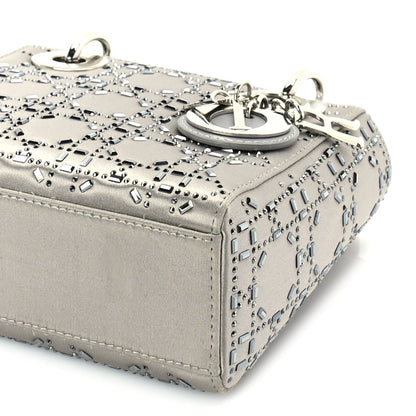 Christian Dior Satin Crystal Cannage Mini Lady Dior Grey 8 of 8