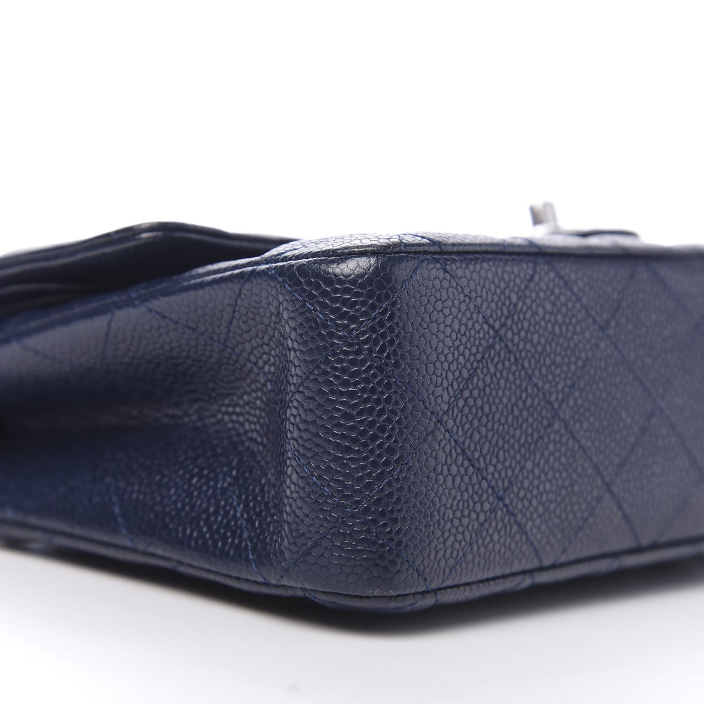 Caviar Quilted Medium Double Flap Navy