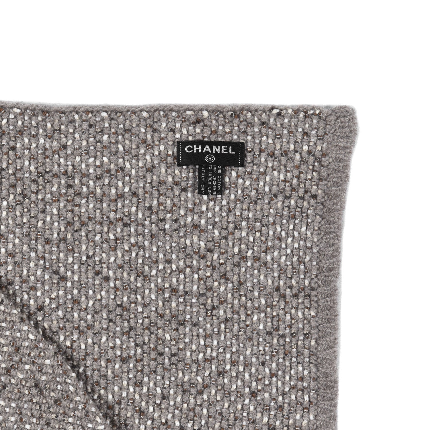 Chanel Cotton Cashmere Lurex CC Scarf Grey 4 of 6