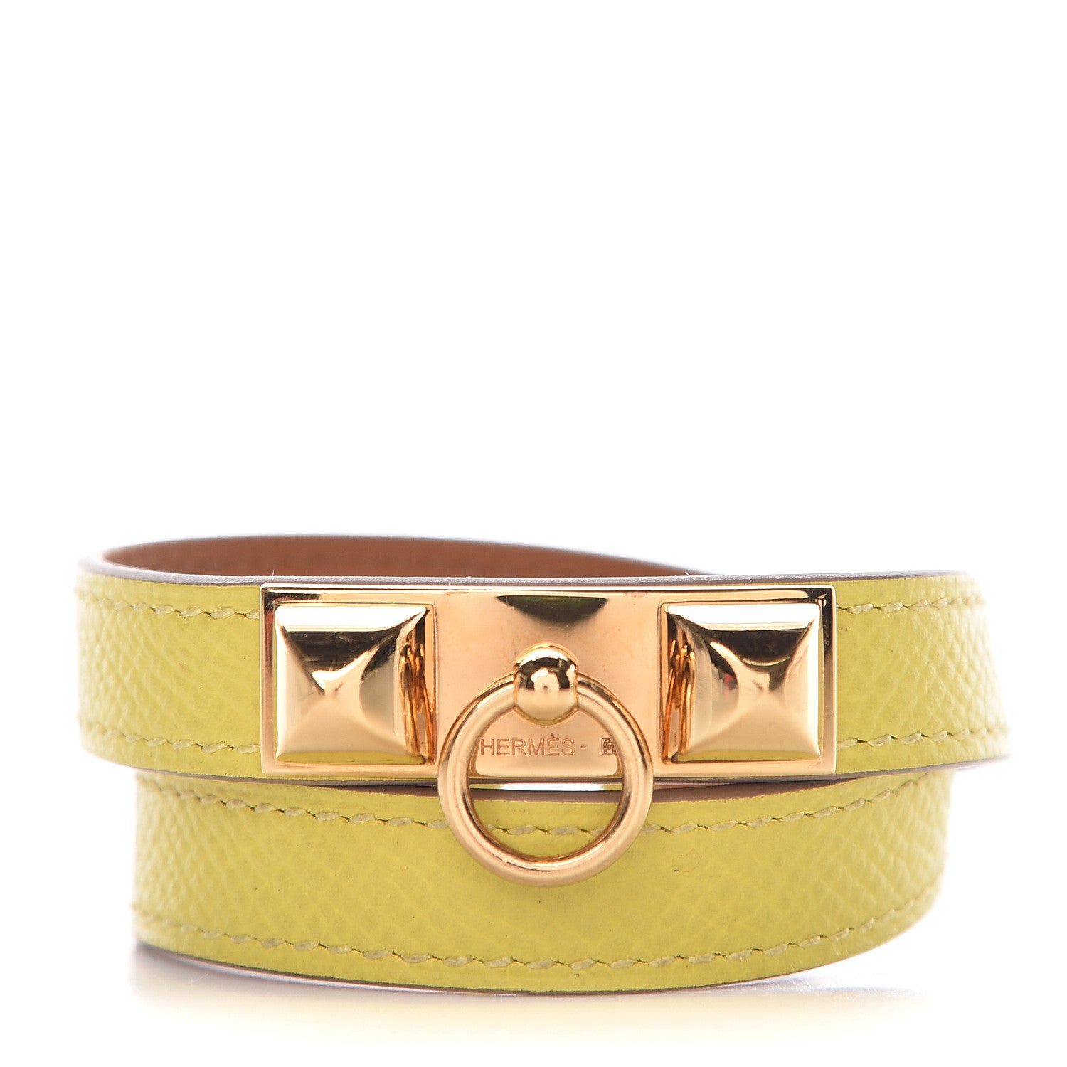 Hermes Epsom Rivale Double Tour Bracelet S Lime 1 of 5