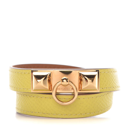 Hermes Epsom Rivale Double Tour Bracelet S Lime 1 of 5
