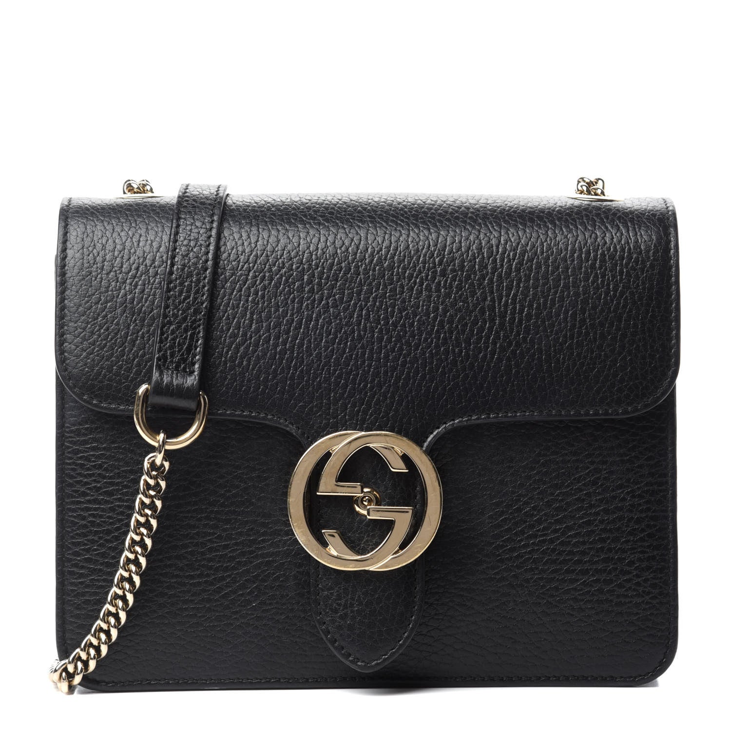 Gucci Dollar Calfskin Small Interlocking G Shoulder Bag Black 1 of 12