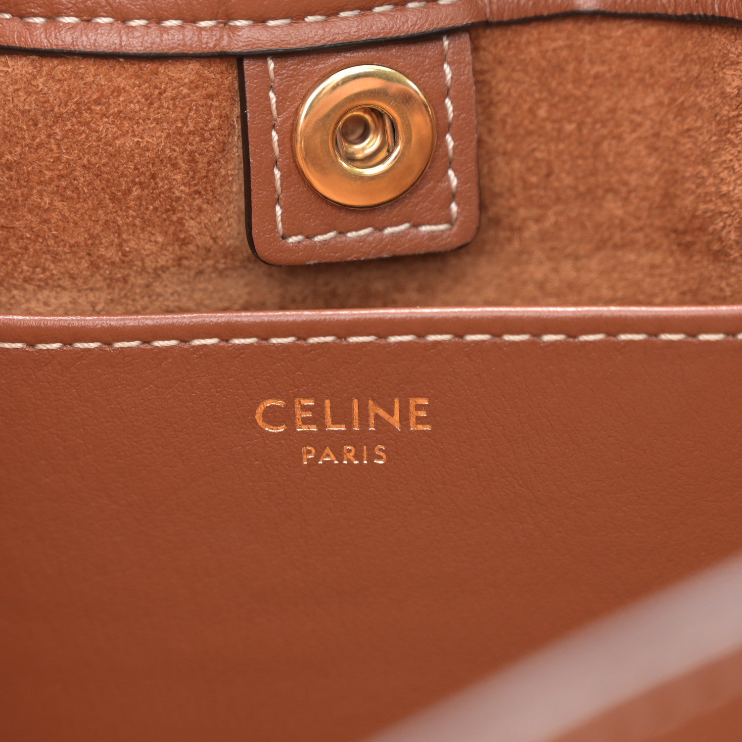 Celine Smooth Calfskin Cuir Small Triomphe Cabas Drawstring Tan 6 of 10