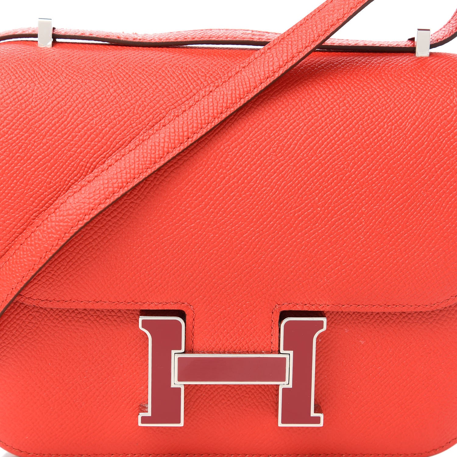 Hermes Epsom Enamel Constance 18 Capucine Sanguine 11 of 14