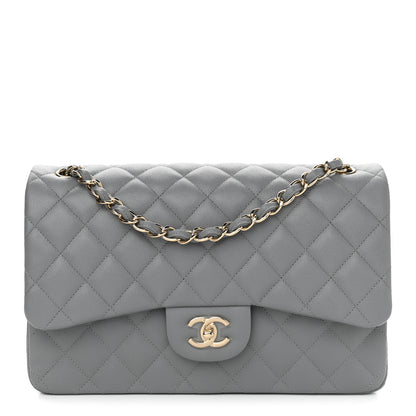 Chanel Caviar Quilted Jumbo Double Flap Grey 1 of 13