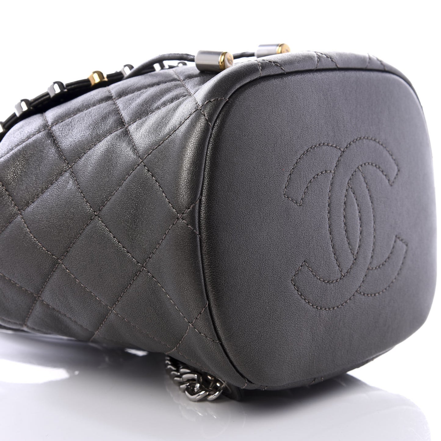 Lambskin Quilted Metallic Bubble Backpack Black