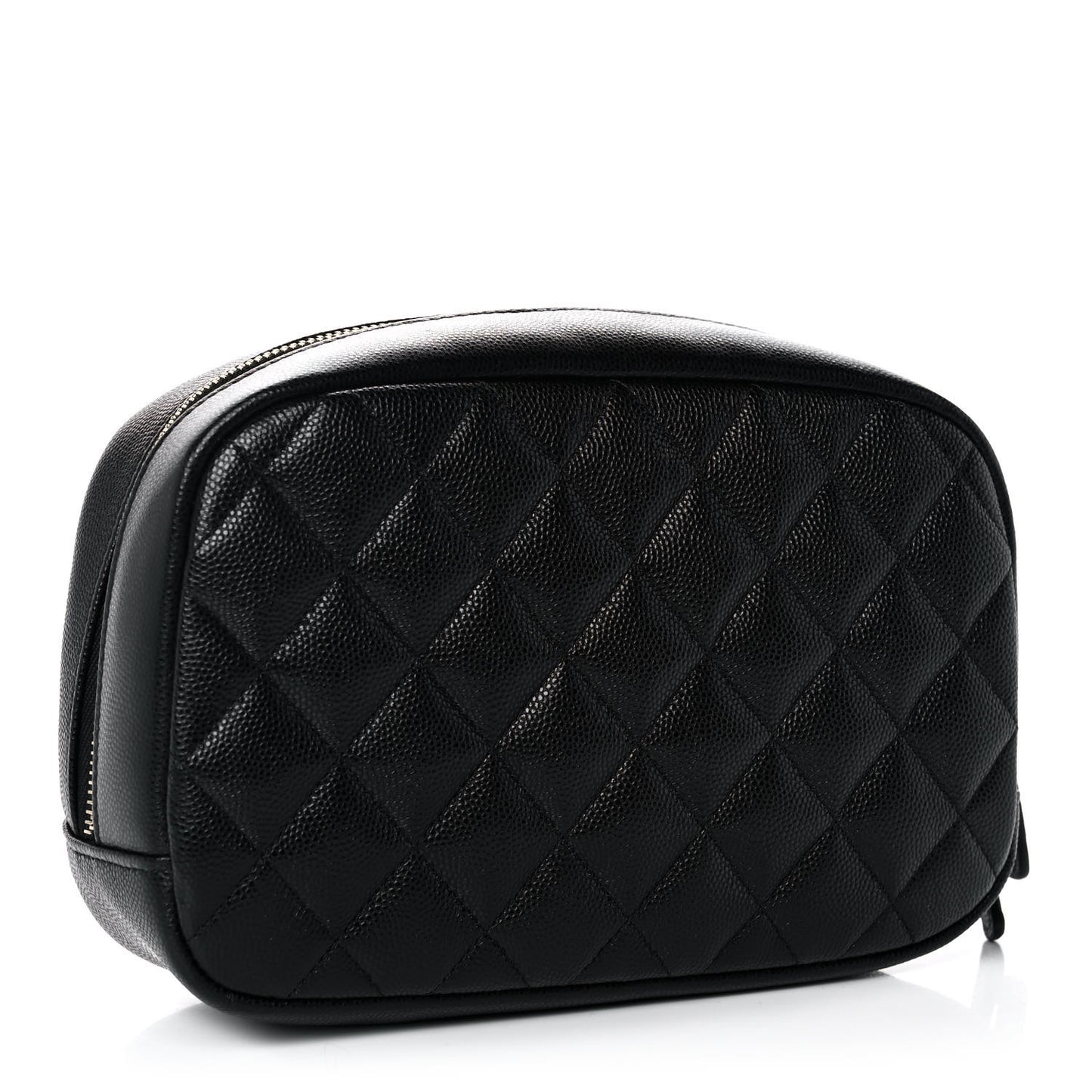 Caviar Quilted Curvy Pouch Cosmetic Case Black