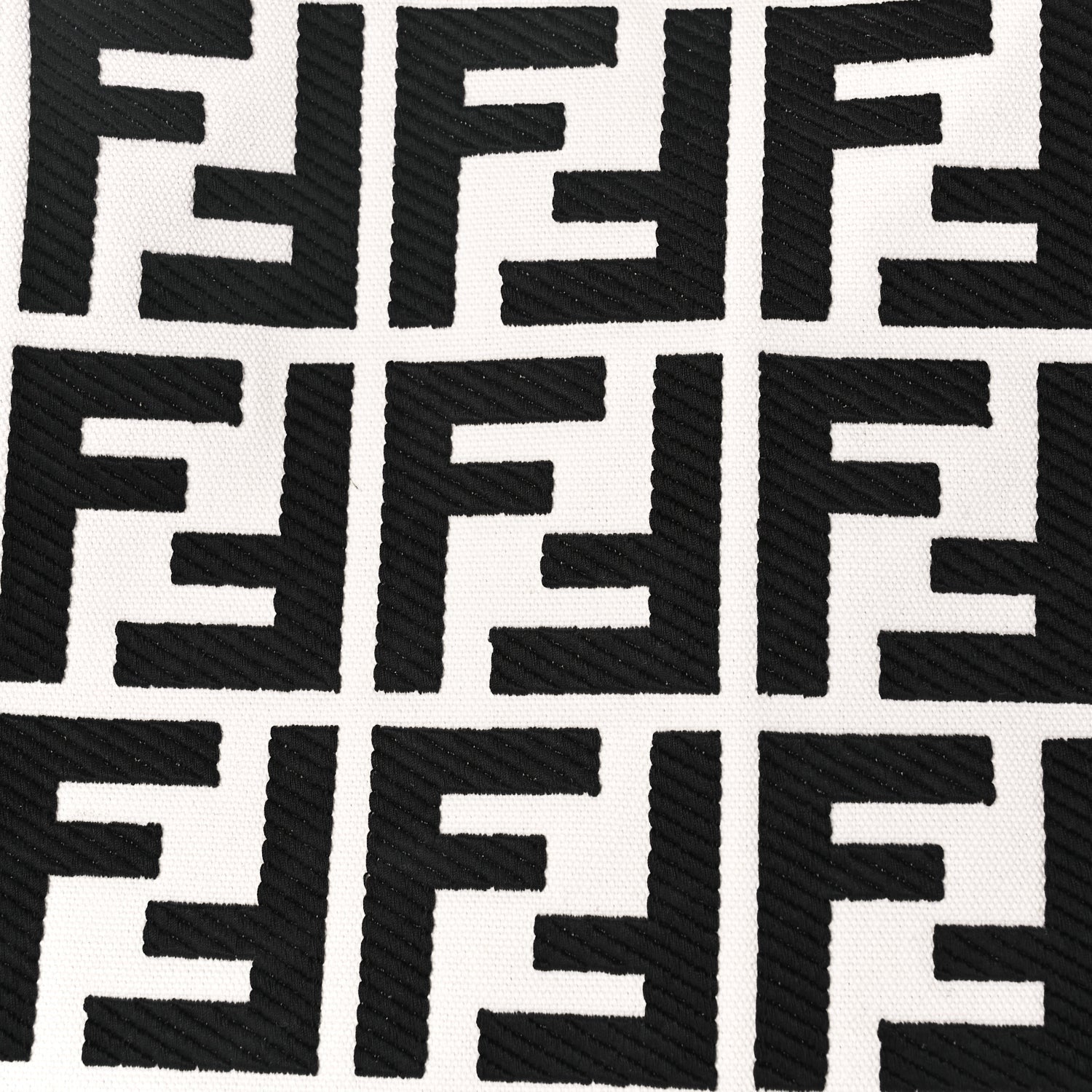 Fendi Canvas Vitello King FF Embroidered Medium Peekaboo X-Tote White Rice Black 7 of 9