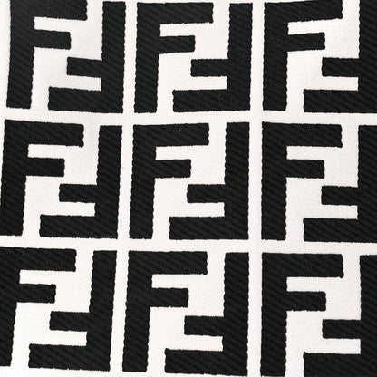 Fendi Canvas Vitello King FF Embroidered Medium Peekaboo X-Tote White Rice Black 7 of 9