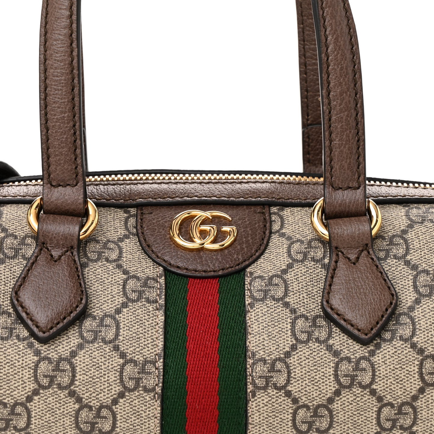 GG Supreme Monogram Web Small Ophidia Boston Bag Beige New Acero