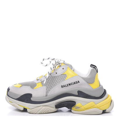 Balenciaga Fabric Mesh Womens Triple S Sneakers 39 Yellow Grey White 1 of 9