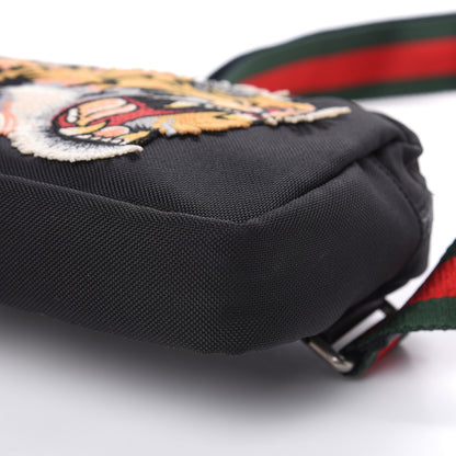 Gucci Canvas Web Tiger Embroidered Messenger Bag Black 9 of 9