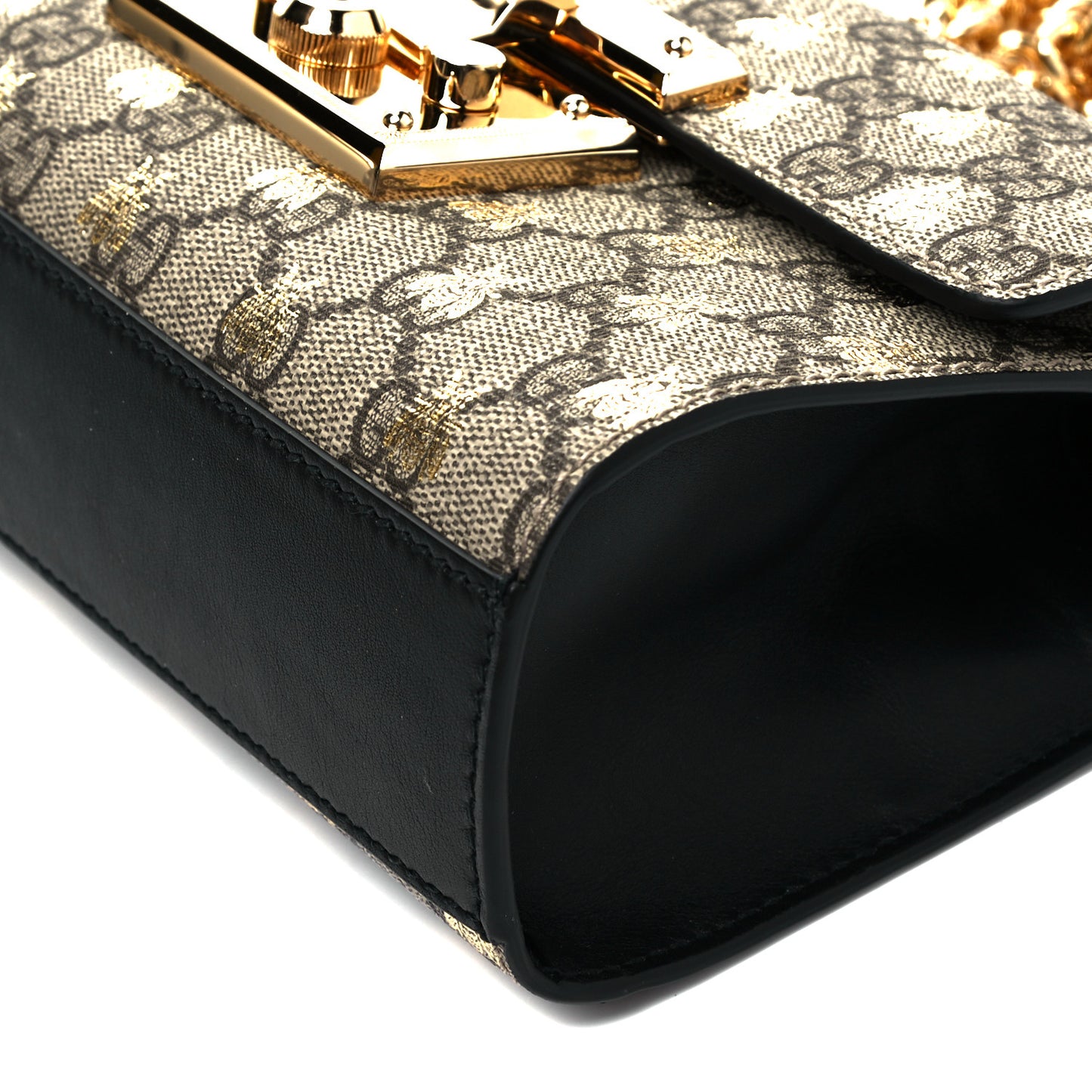 GG Supreme Monogram Bees Small Padlock Shoulder Bag Black