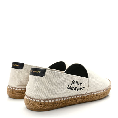 Saint Laurent Canvas Nappa Elba Light Logo Embroidered Espadrilles 38.5 Ecru 4 of 9