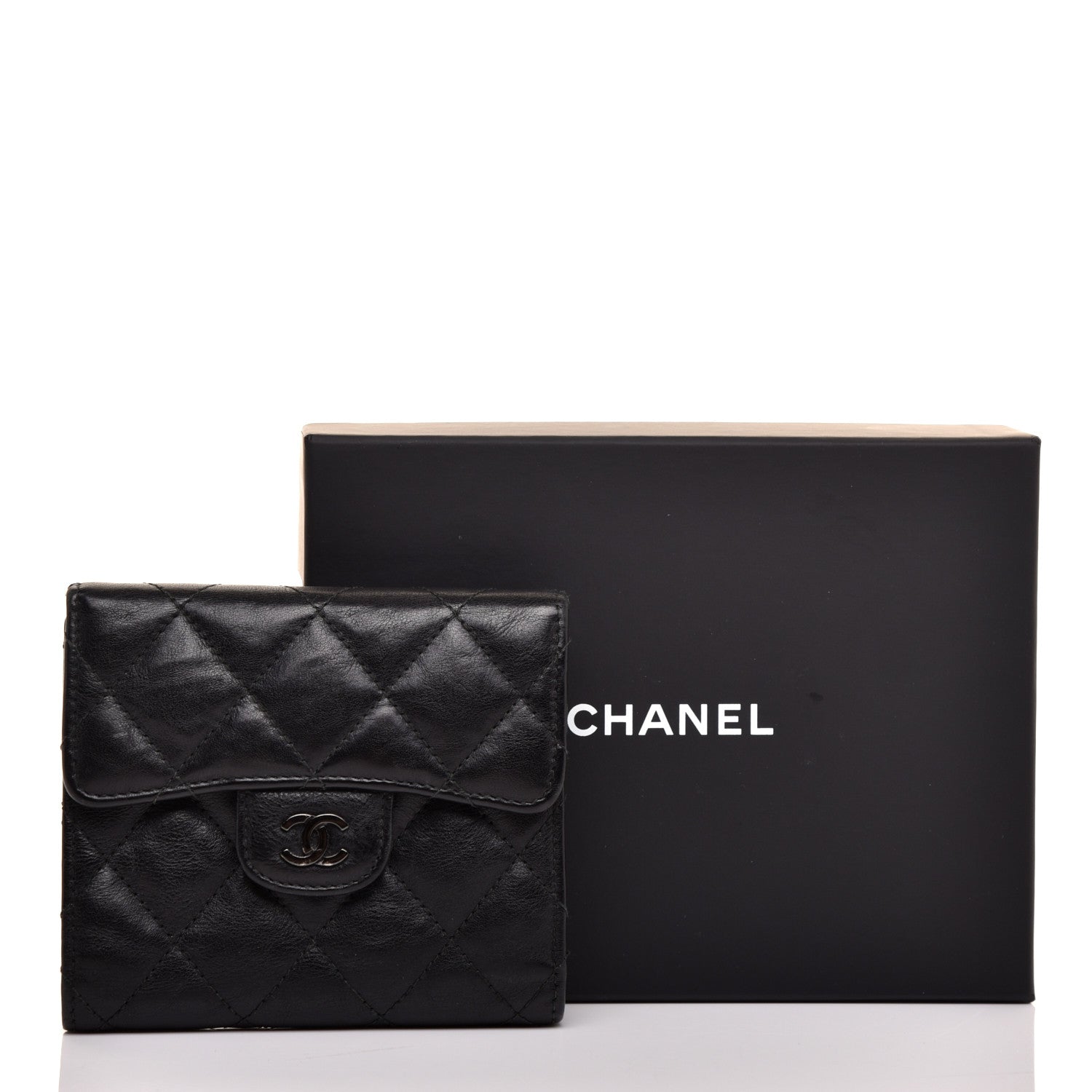 Chanel Calfskin Quilted Compact Flap Wallet So Black 10 of 10