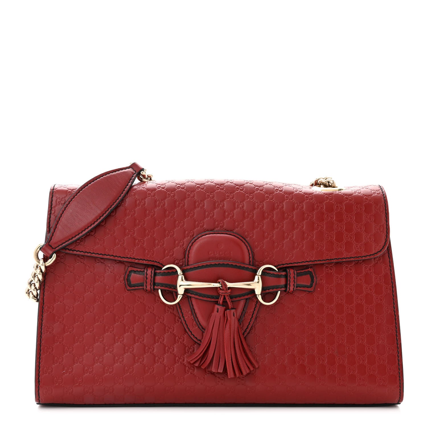 Gucci Microguccissima Medium Emily Chain Shoulder Bag Red 1 of 12