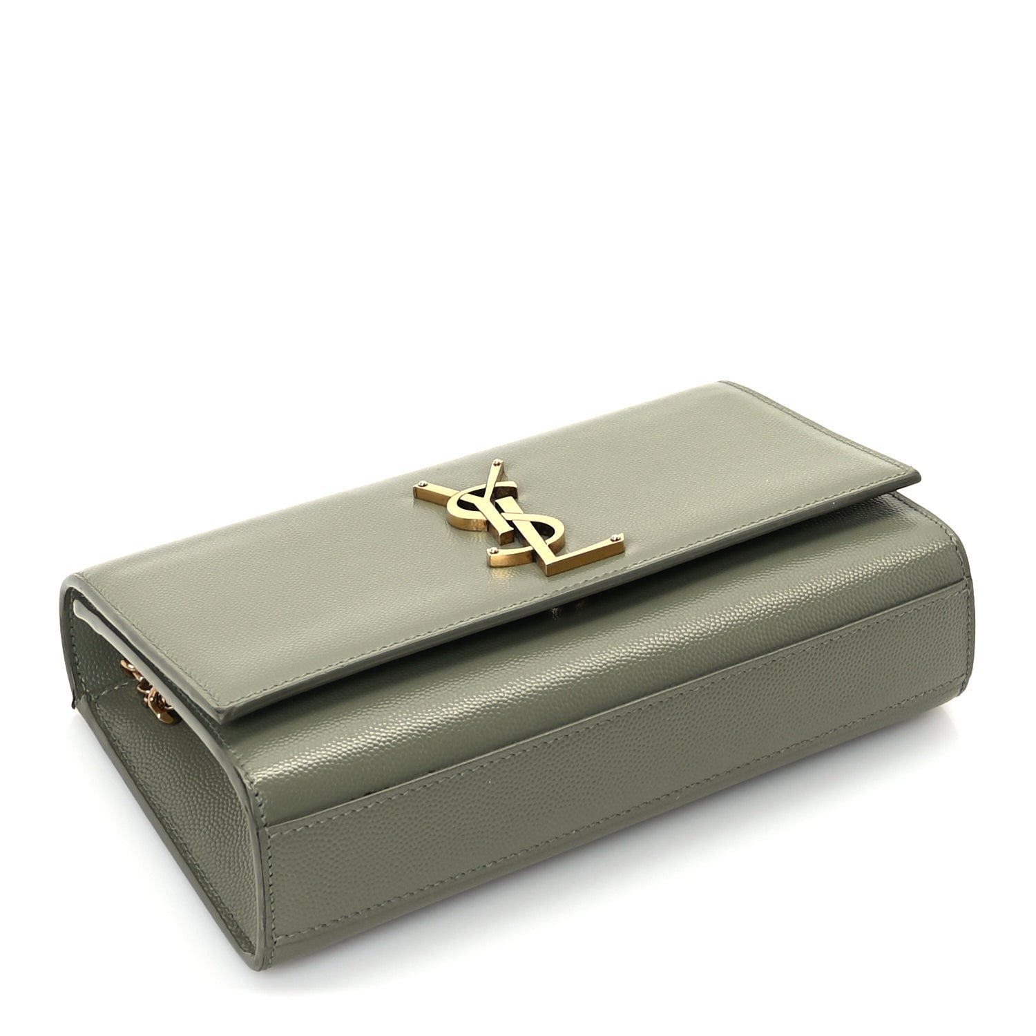 Saint Laurent Grain De Poudre Small Monogram Kate Satchel  Light Sage 3 of 8