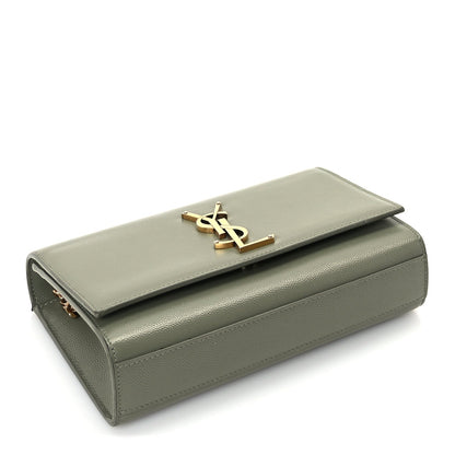 Saint Laurent Grain De Poudre Small Monogram Kate Satchel  Light Sage 3 of 8