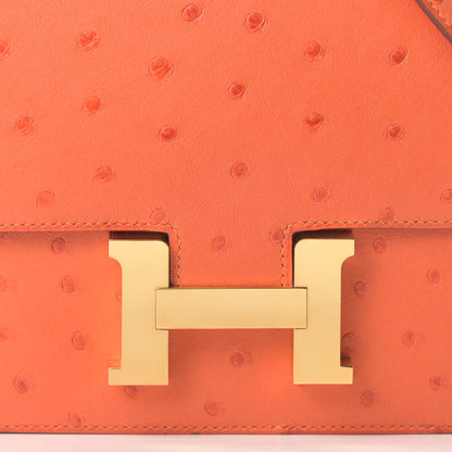 Hermes Ostrich Constance 18 Tangerine 8 of 11